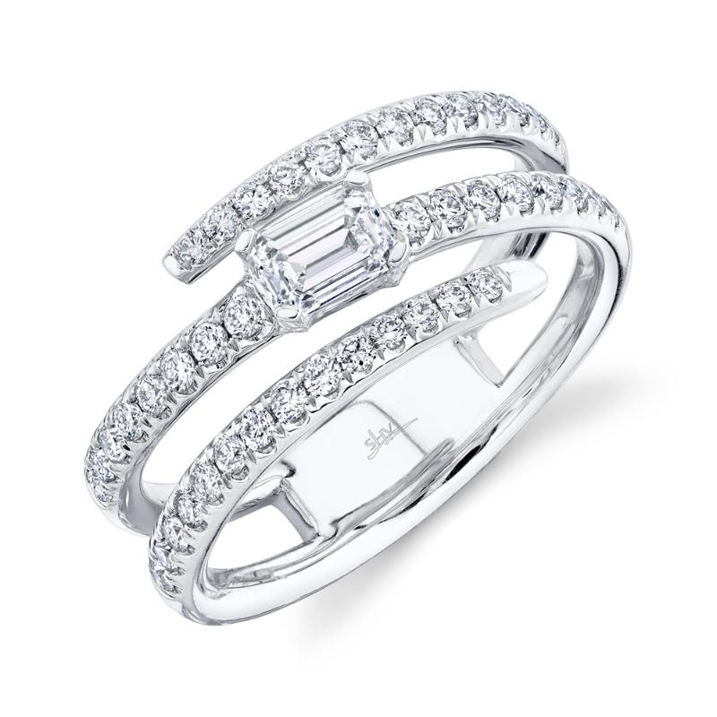 0.88CT 14K W/G DIAMOND EMERALD RING