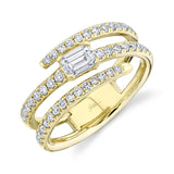0.88CT 14K Y/G DIAMOND EMERALD RING SZ 8