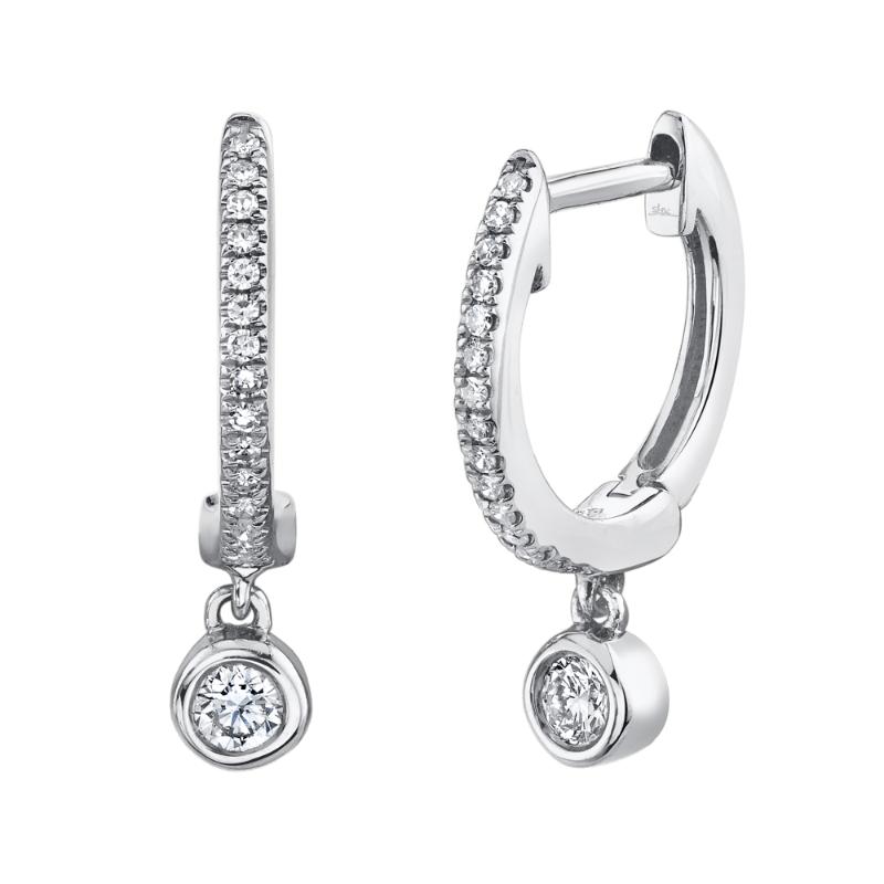0.14CT 14K W/G DIAMOND BEZEL HUGGIE EARRING