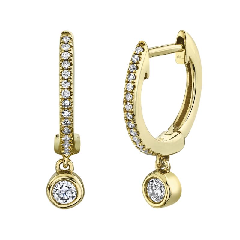 0.14CT 14K Y/G DIAMOND BEZEL HUGGIE EARRING