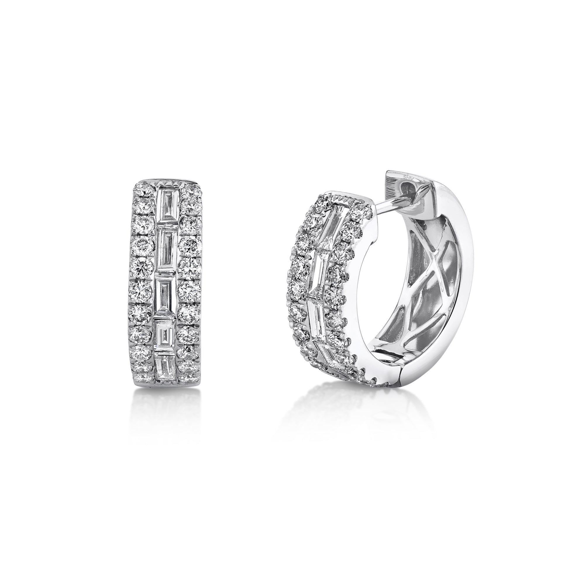 1.09CT 14K W/G DIAMOND BAGUETTE HOOP EARRING