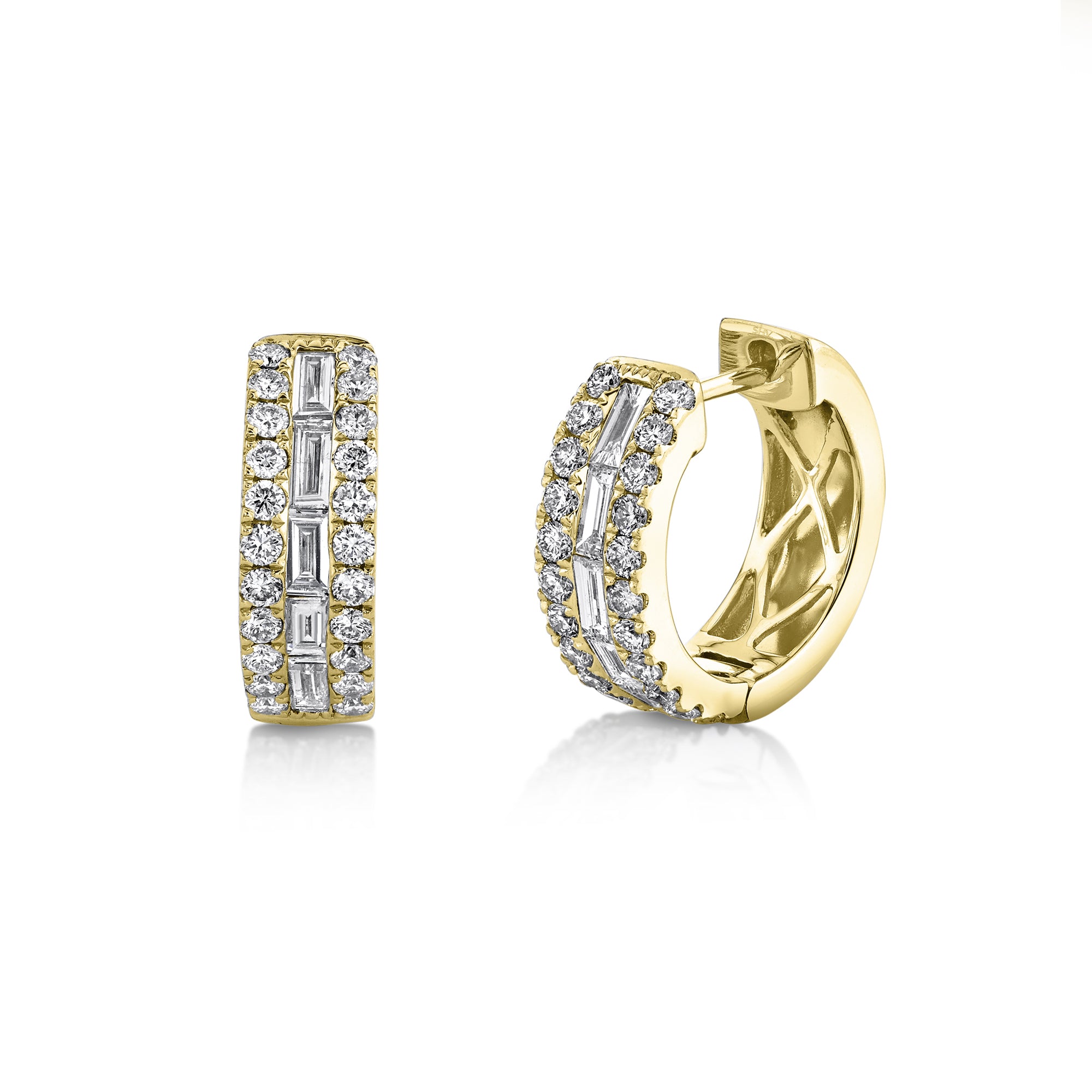 1.09CT 14K Y/G DIAMOND BAGUETTE HOOP EARRING