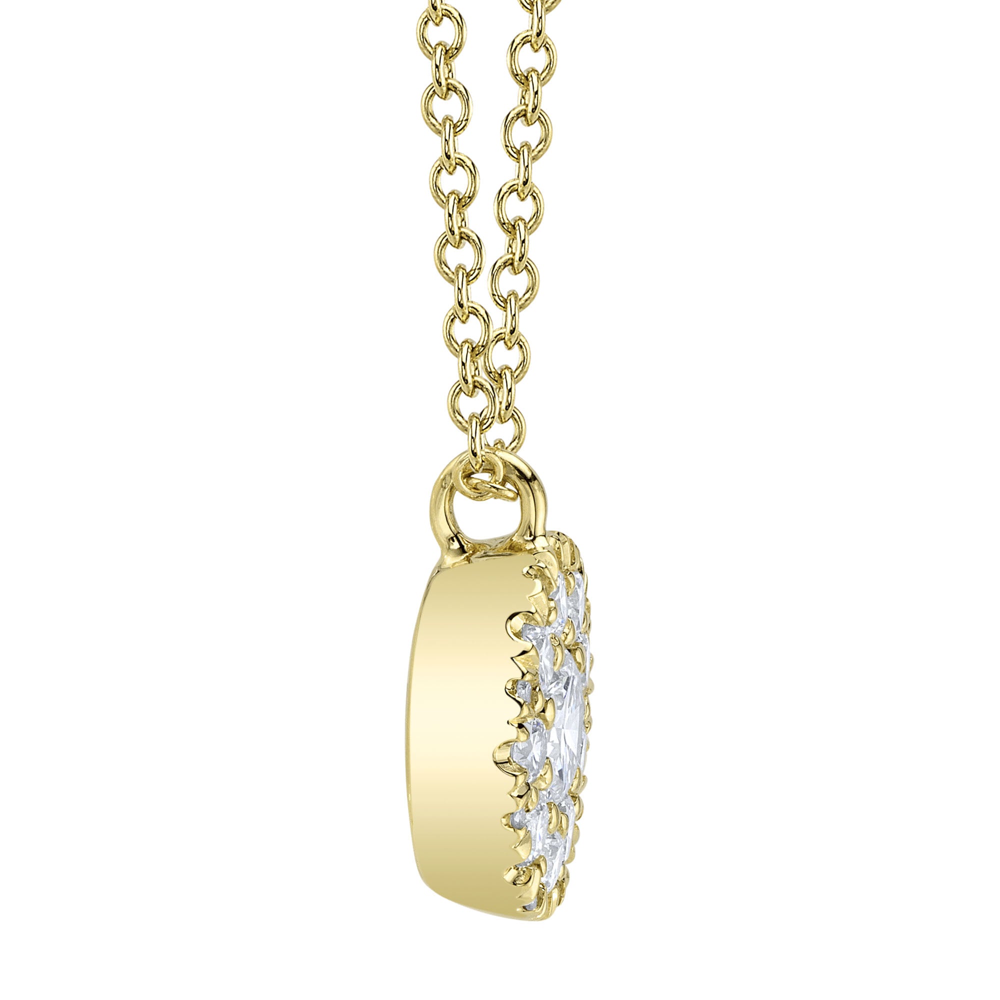 0.22CT-CTR(ROUND) 0.28CT-SIDE 14K Y/G DIAMOND CLUSTER NECKLACE