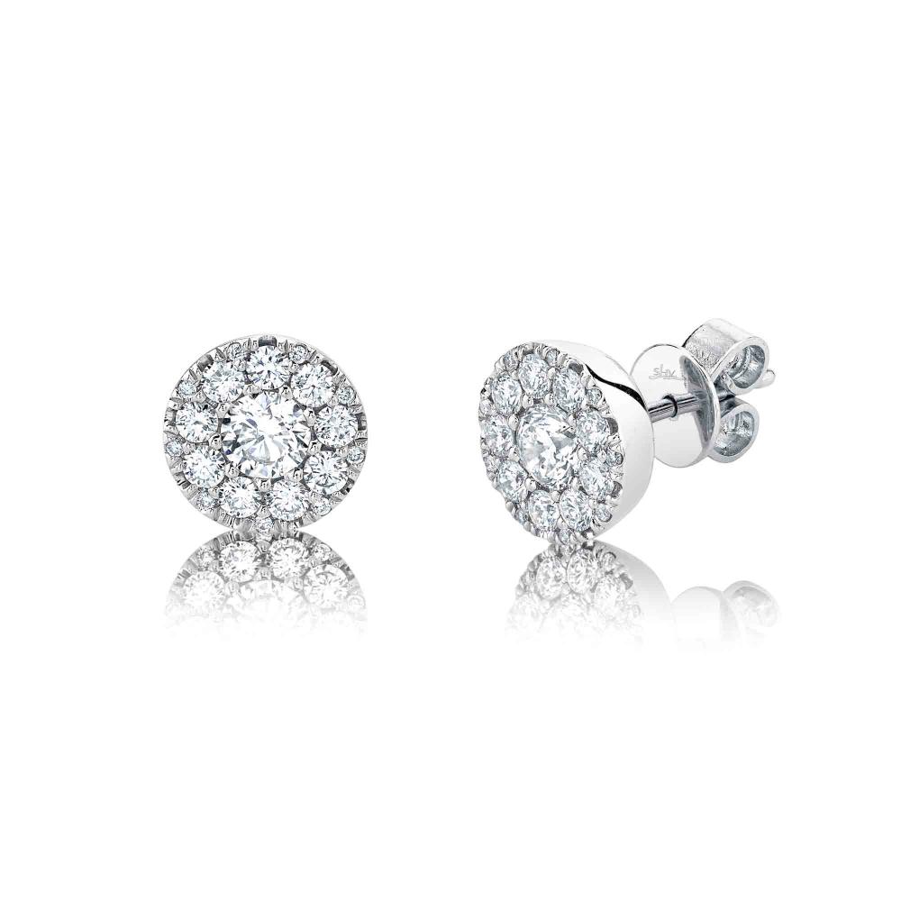 0.24CT-CTR(ROUND) 0.26CT-SIDE 14K W/G DIAMOND CLUSTER STUD EARRING