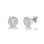 0.24CT-CTR(ROUND) 0.26CT-SIDE 14K W/G DIAMOND CLUSTER STUD EARRING