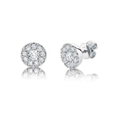 0.24CT-CTR(ROUND) 0.26CT-SIDE 14K W/G DIAMOND CLUSTER STUD EARRING