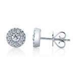 0.24CT-CTR(ROUND) 0.26CT-SIDE 14K W/G DIAMOND CLUSTER STUD EARRING