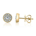 0.24CT-CTR(ROUND) 0.26CT-SIDE 14K Y/G DIAMOND CLUSTER STUD EARRING