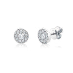 0.47CT-CTR(ROUND) 0.53CT-SIDE 14K W/G DIAMOND CLUSTER STUD EARRING