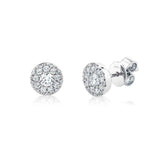 0.47CT-CTR(ROUND) 0.53CT-SIDE 14K W/G DIAMOND CLUSTER STUD EARRING