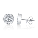 0.47CT-CTR(ROUND) 0.53CT-SIDE 14K W/G DIAMOND CLUSTER STUD EARRING