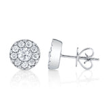 0.47CT-CTR(ROUND) 0.53CT-SIDE 14K W/G DIAMOND CLUSTER STUD EARRING