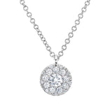 0.10CT-CTR(ROUND) 0.13CT-SIDE 14K W/G DIAMOND CLUSTER NECKLACE