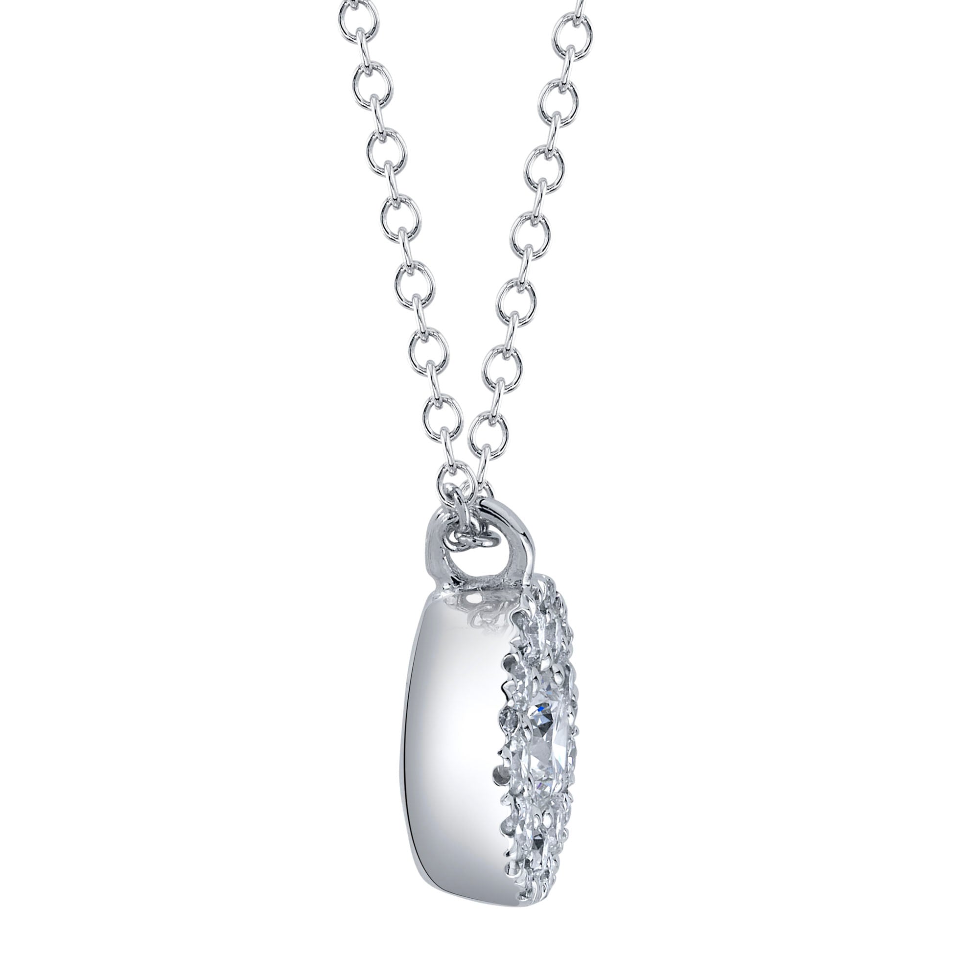 0.10CT-CTR(ROUND) 0.13CT-SIDE 14K W/G DIAMOND CLUSTER NECKLACE