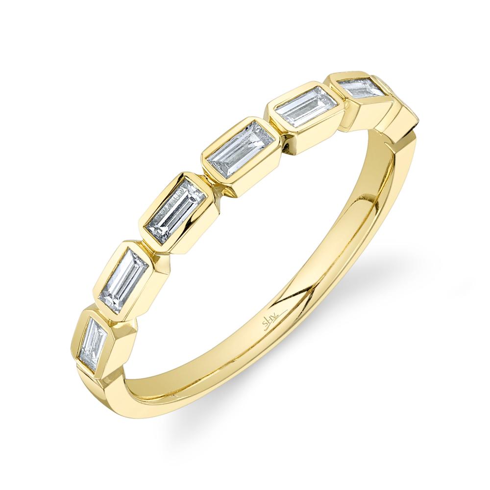 0.35CT 14K Y/G DIAMOND BAGUETTE BEZEL BAND SZ 8