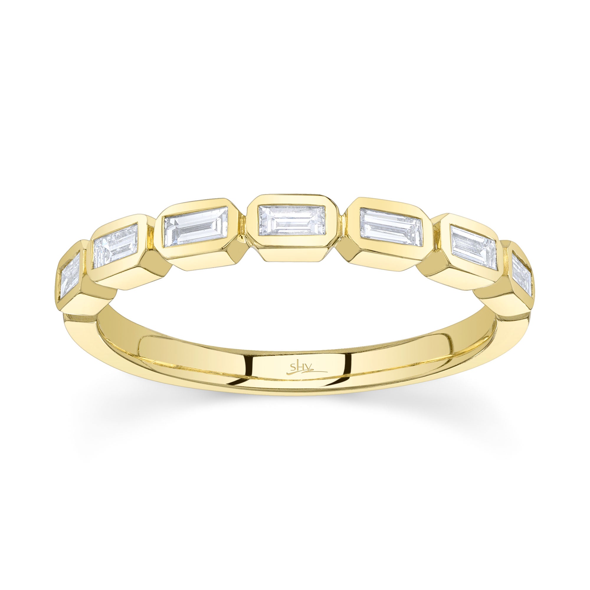 0.35CT 14K Y/G DIAMOND BAGUETTE BEZEL BAND