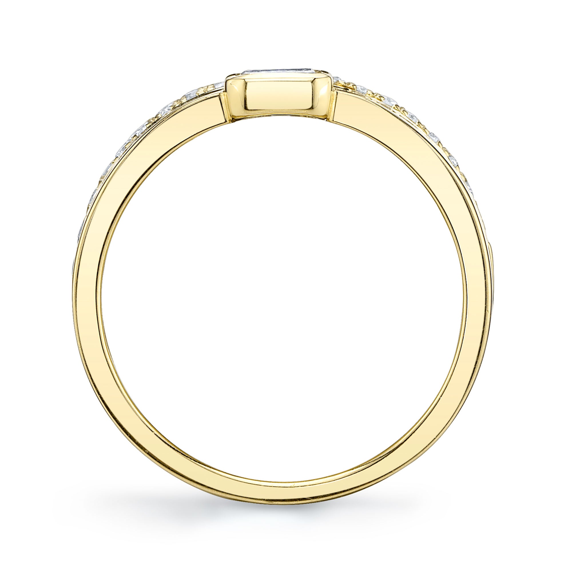 0.39CT 14K Y/G DIAMOND EMERALD BEZEL BAND