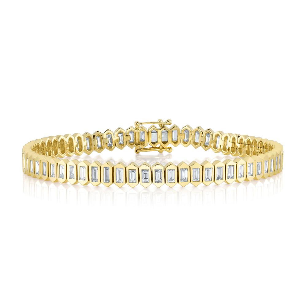 3.25CT 14K Y/G DIAMOND BAGUETTE BEZEL TENNIS BRACELET