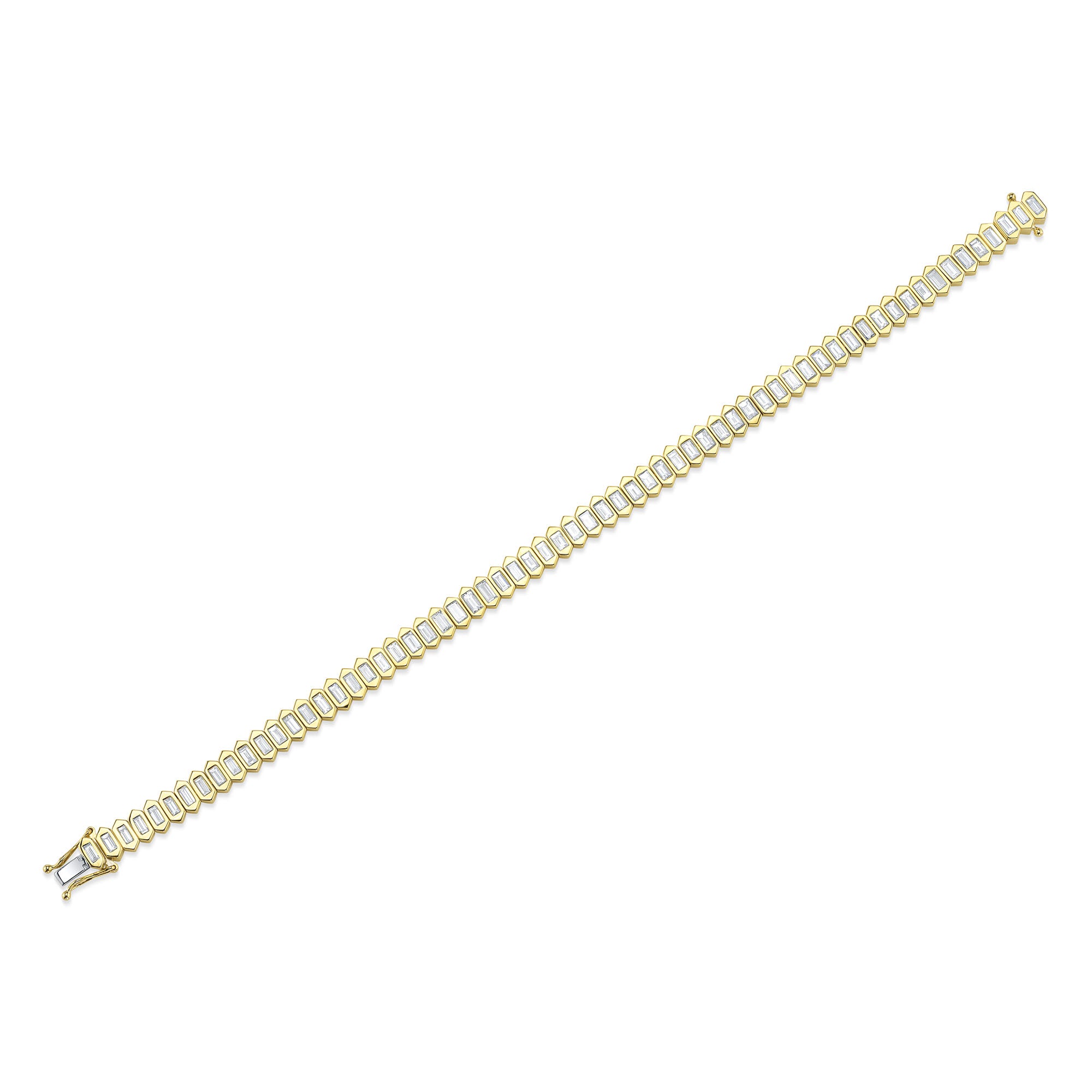 3.25CT 14K Y/G DIAMOND BAGUETTE BEZEL TENNIS BRACELET