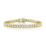 6.62CT 14K Y/G DIAMOND EMERALD BEZEL TENNIS BRACELET