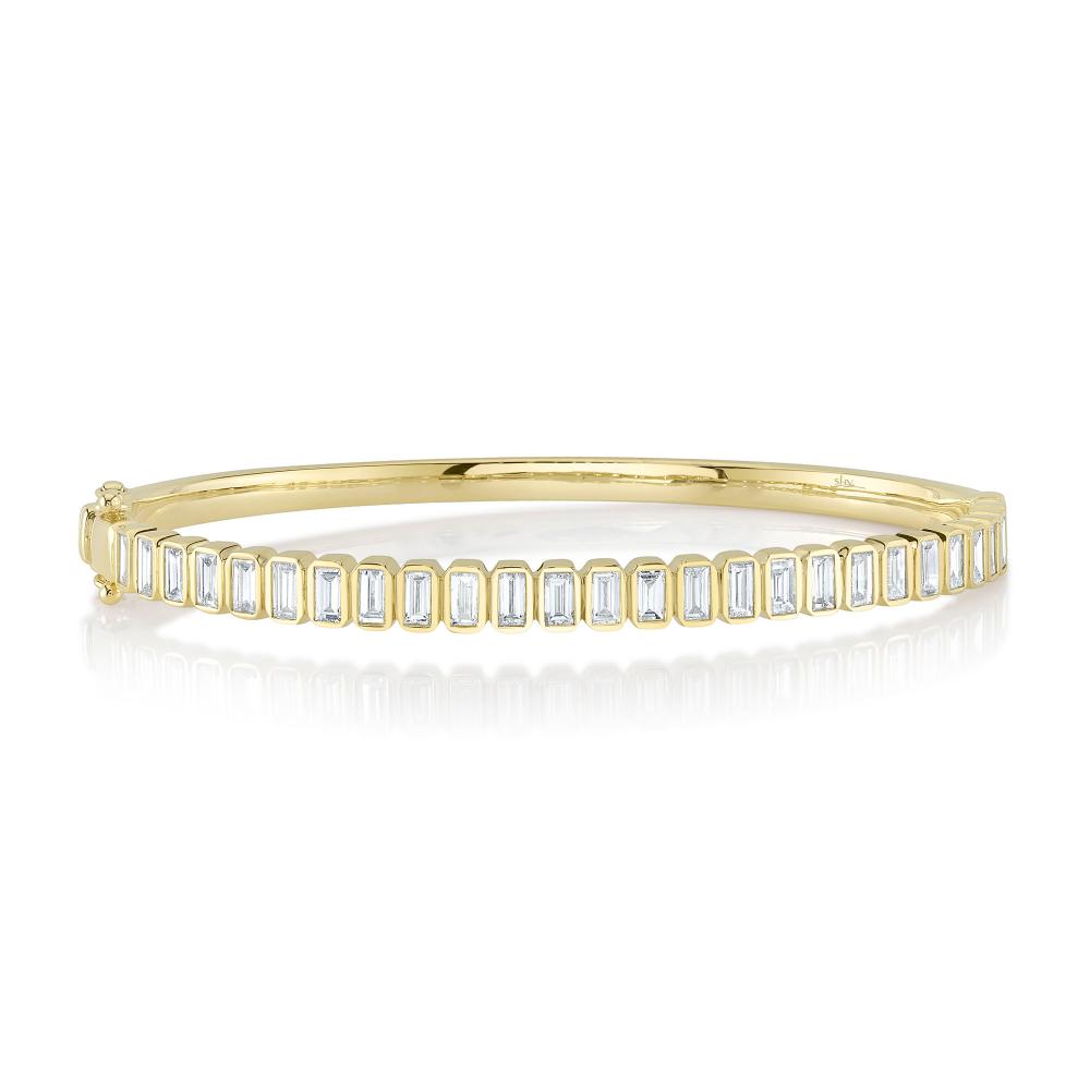 1.90CT 14K Y/G DIAMOND BAGUETTE BEZEL BANGLE