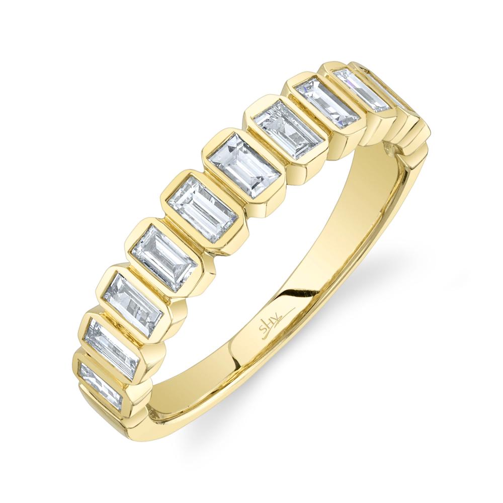 0.78CT 14K Y/G DIAMOND BAGUETTE BEZEL BAND SZ 8