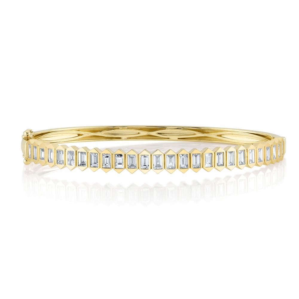 1.70CT 14K Y/G DIAMOND BAGUETTE BEZEL BANGLE
