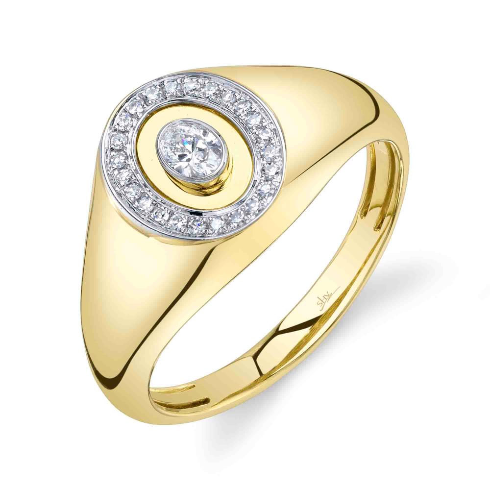0.17CT 14K Y/G DIAMOND OVAL BEZEL SIGNET RING
