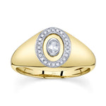 0.17CT 14K Y/G DIAMOND OVAL BEZEL SIGNET RING
