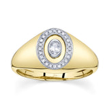 0.17CT 14K Y/G DIAMOND OVAL BEZEL SIGNET RING
