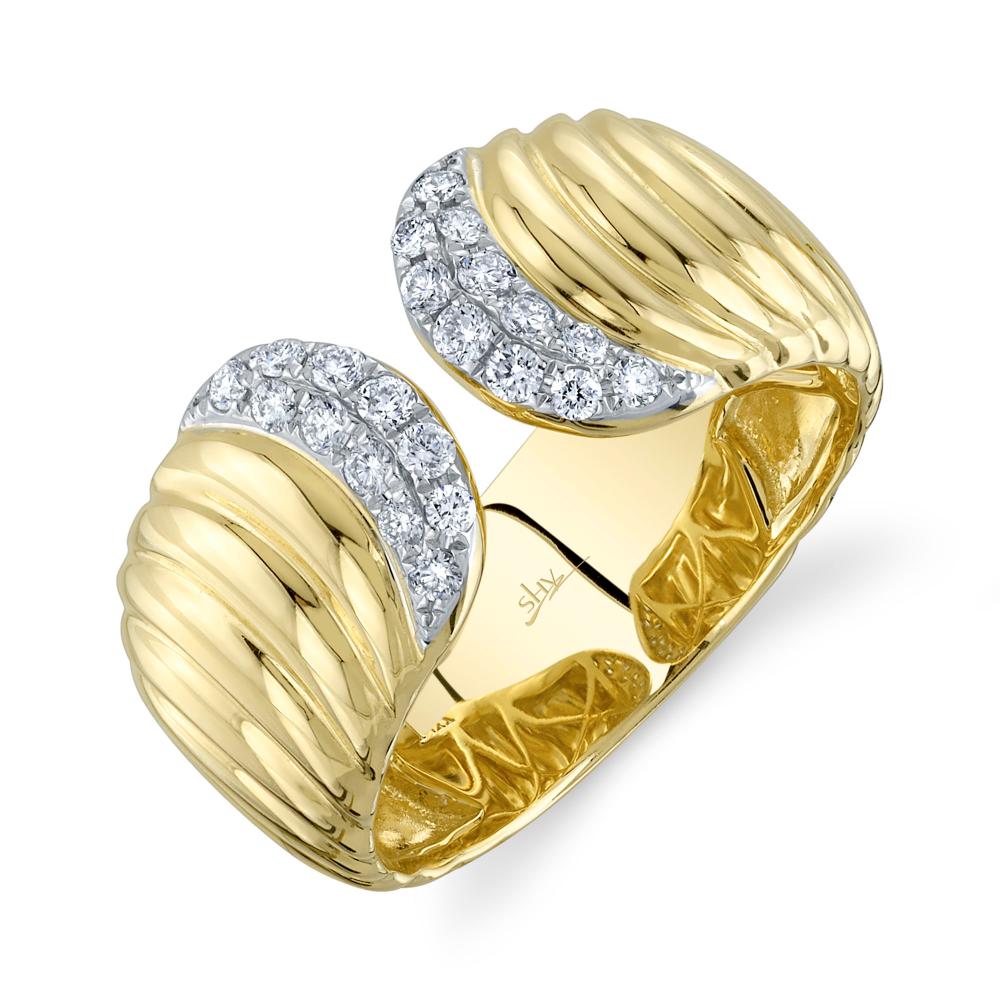0.26CT 14K Y/G DIAMOND RIBBED RING