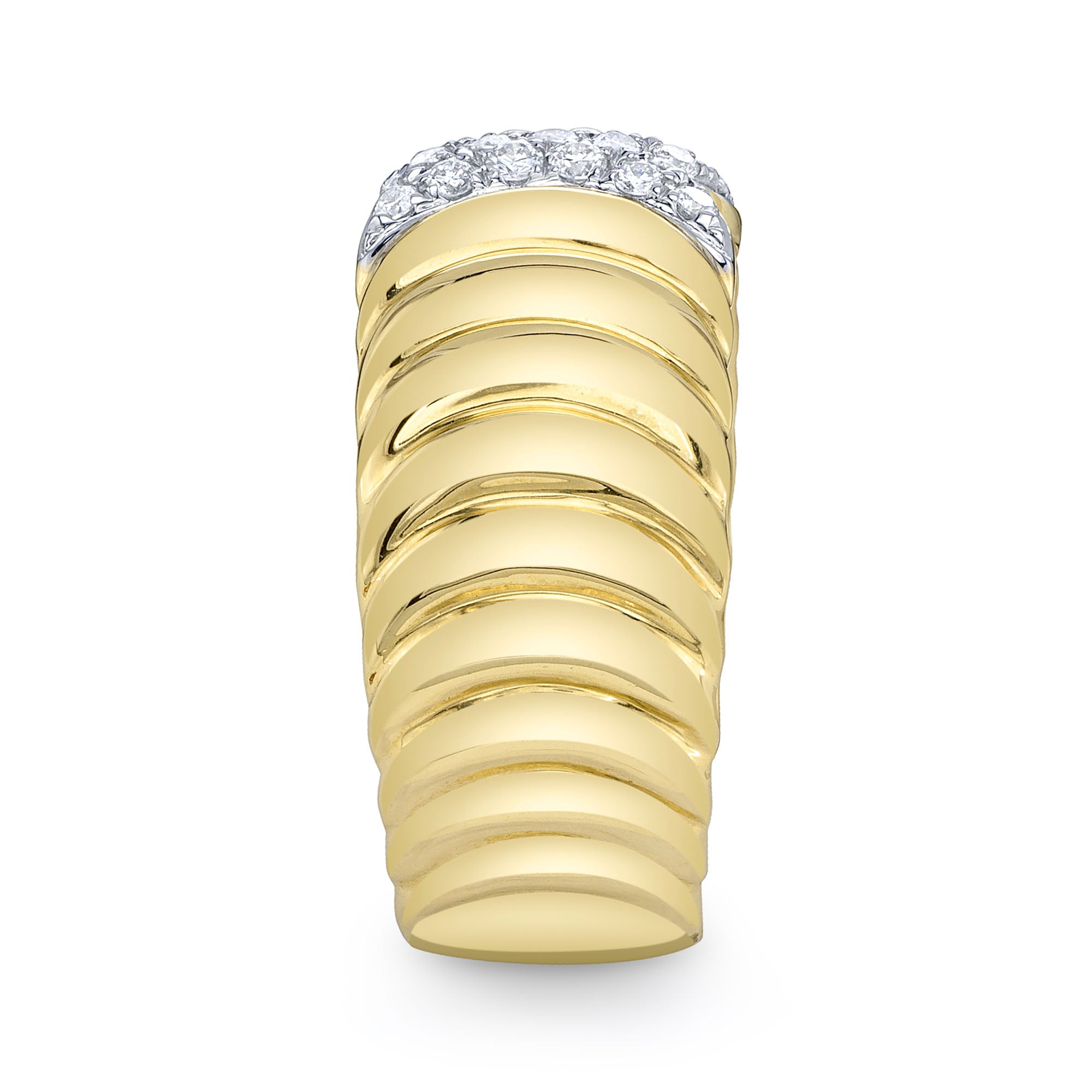 0.26CT 14K Y/G DIAMOND RIBBED RING