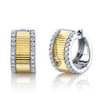 0.46CT 14K2T W/Y DIAMOND RIBBED HUGGIE EARRING