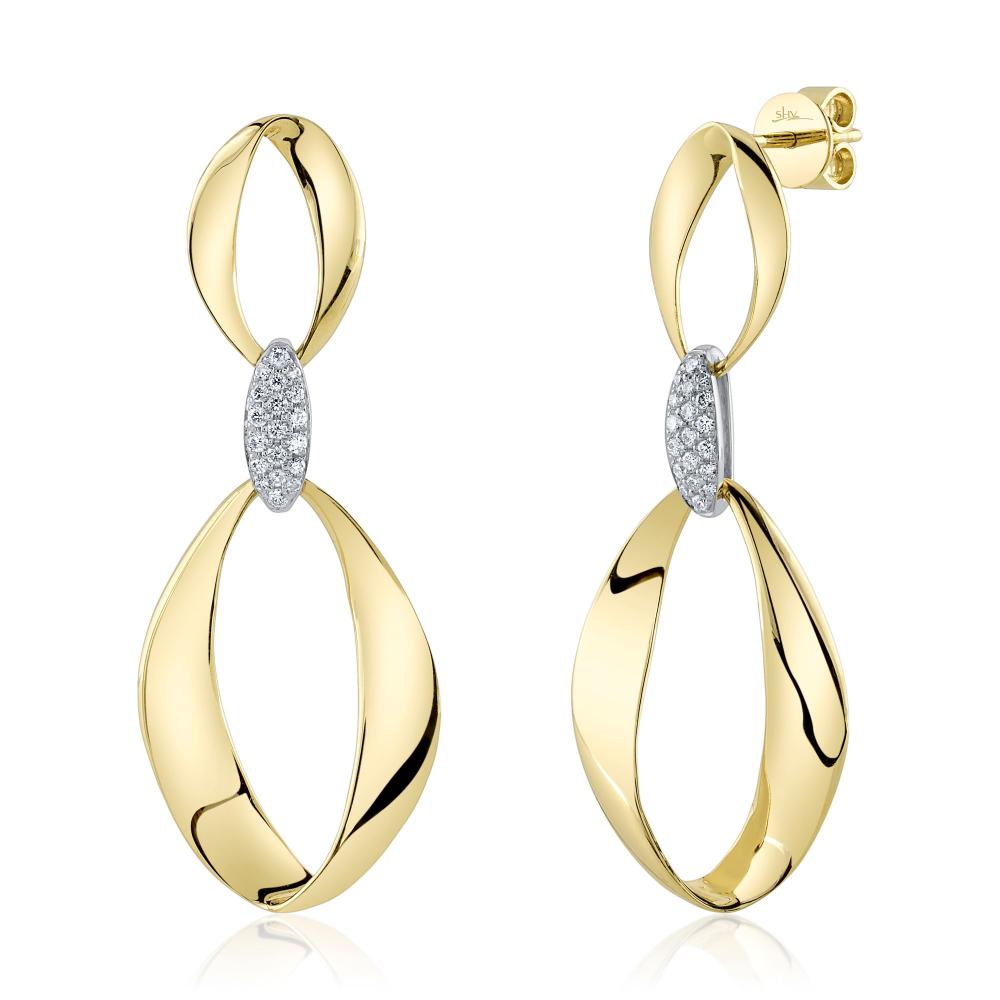 0.20CT 14K2T Y/W DIAMOND MOBIUS EARRING