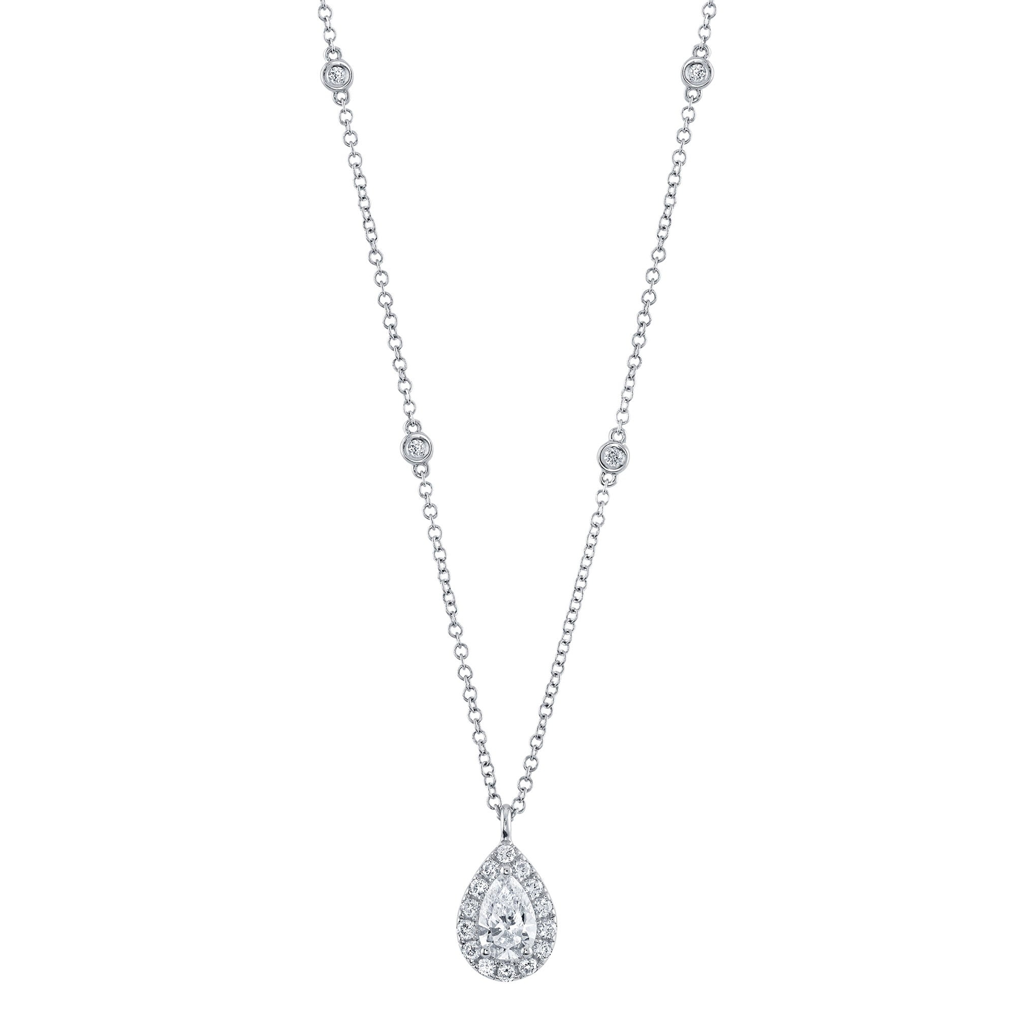 0.40CT-CTR(PEAR) 0.21CT-SIDE 14K W/G DIAMOND NECKLACE