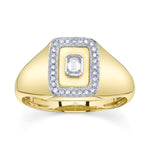 0.17CT 14K Y/G DIAMOND EMERALD BEZEL MATTE SIGNET RING