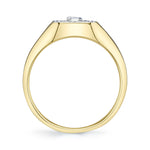 0.17CT 14K Y/G DIAMOND EMERALD BEZEL MATTE SIGNET RING