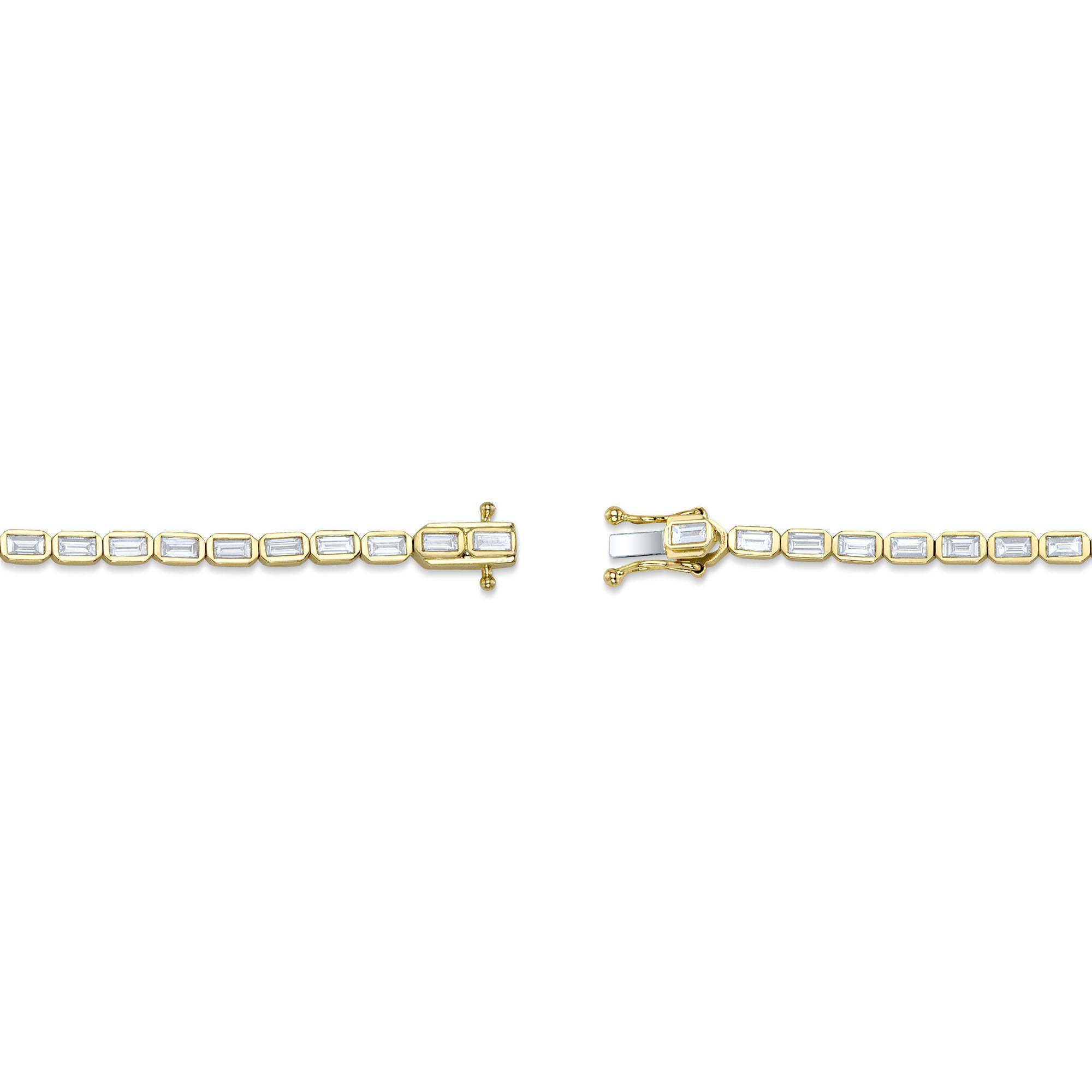 2.20CT 14K Y/G DIAMOND BAGUETTE BEZEL TENNIS BRACELET