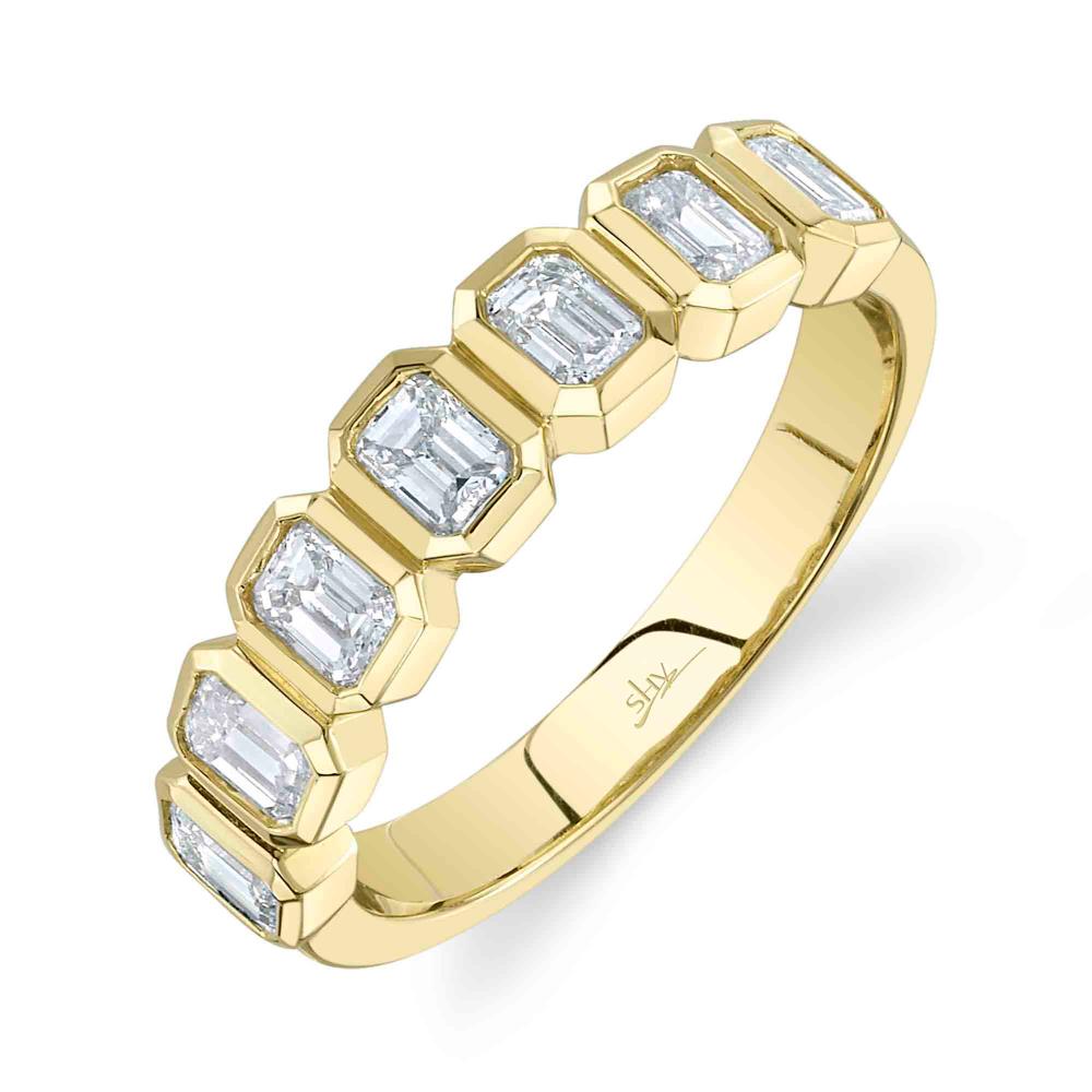 1.05CT 14K Y/G DIAMOND EMERALD BEZEL BAND SZ 6