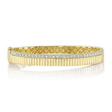 1.07CT 14K Y/G DIAMOND RIBBED BANGLE