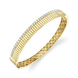 1.07CT 14K Y/G DIAMOND RIBBED BANGLE