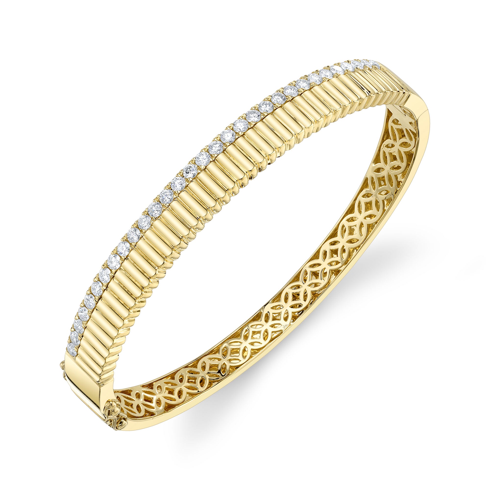 1.07CT 14K Y/G DIAMOND RIBBED BANGLE