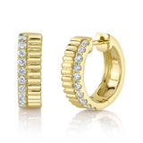 0.34CT 14K Y/G DIAMOND RIBBED HUGGIE EARRING