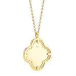 0.22CT 14K Y/G DIAMOND BEZEL RIBBED CLOVER NECKLACE