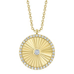 0.32CT 14K Y/G DIAMOND BEZEL RIBBED CIRCLE NECKLACE