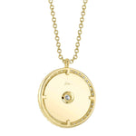 0.32CT 14K Y/G DIAMOND BEZEL RIBBED CIRCLE NECKLACE