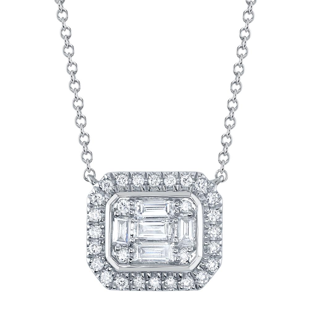 0.41CT 14K W/G DIAMOND BAGUETTE NECKLACE