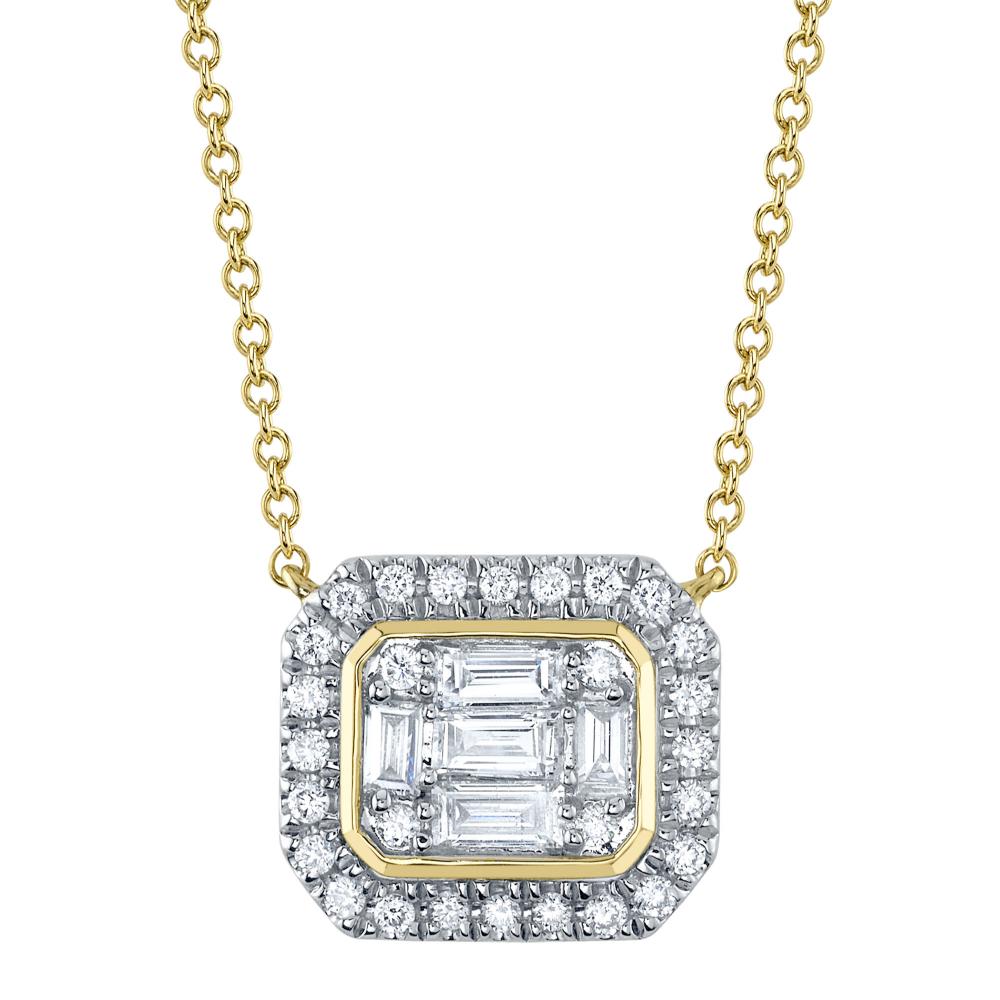 0.41CT 14K Y/G DIAMOND BAGUETTE NECKLACE