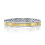1.06CT 14K2T W/Y DIAMOND RIBBED BANGLE