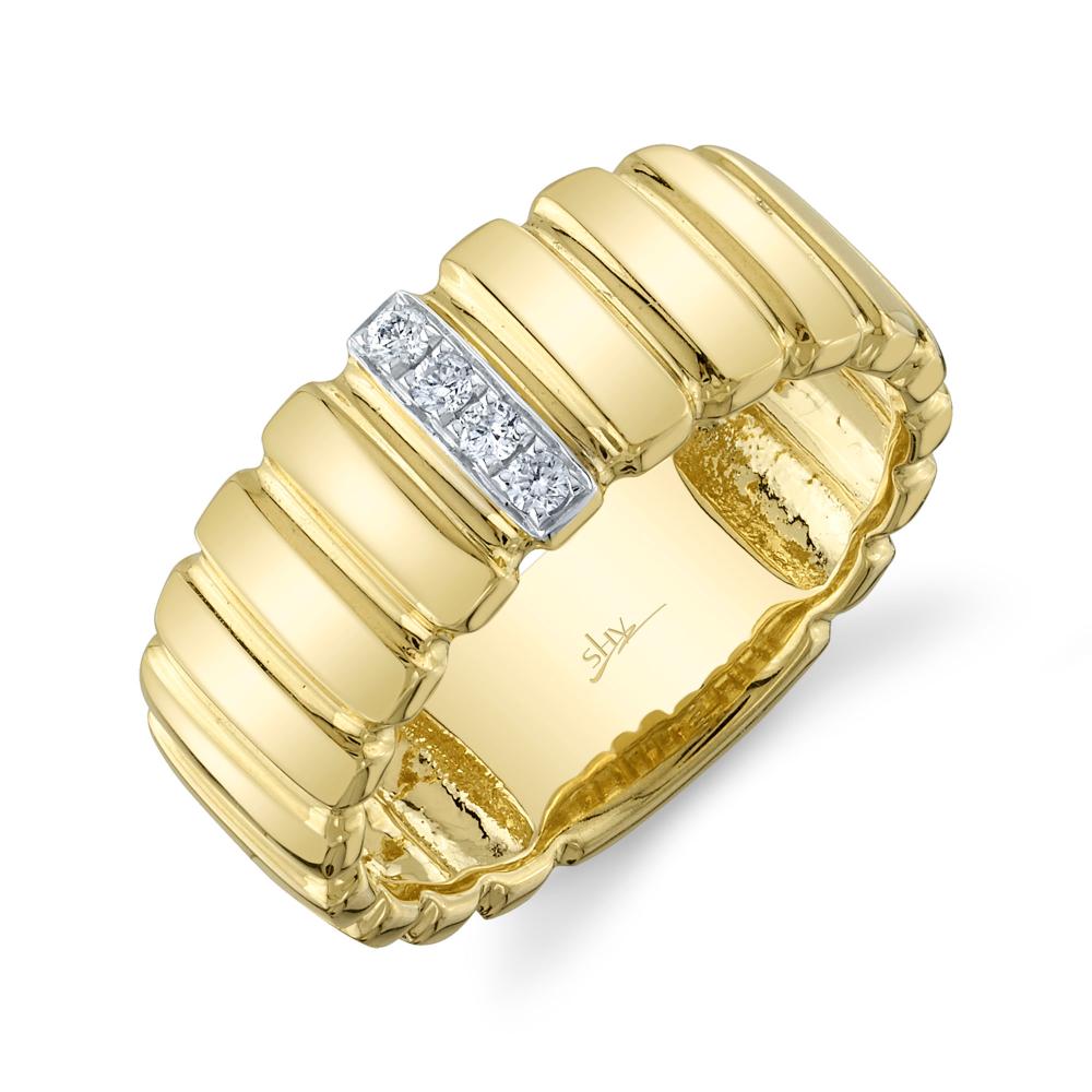 0.07CT 14K Y/G DIAMOND RIBBED RING SZ 8